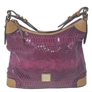 Dooney & Bourke | Erica Fuchsia Snake Skin Embossed Hobo Bag & Attached Wallet